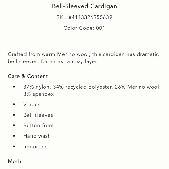 ANTHROPOLOGIE Bell Sleeved Cardigan - Picture 2 of 8